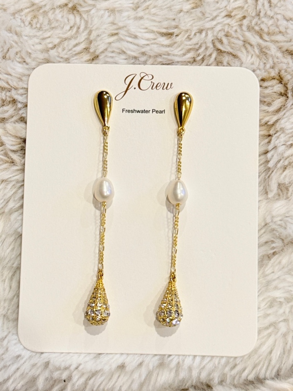 J. Crew Gold and White Freshwater Pearl Drop Earrings